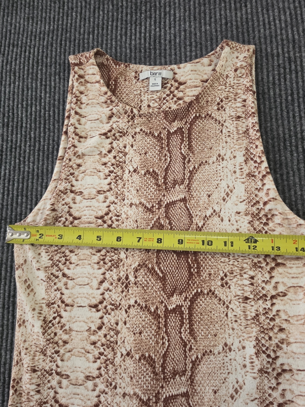 Bar III Brown Snake-Print Sleeveless Bodysuit Size Large - Picture 3 of 5